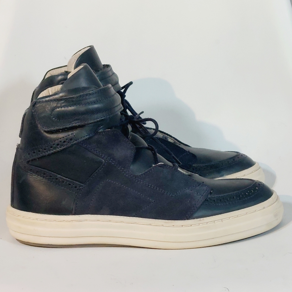 Swear London navy blue leather/suede hi-top Olly sneakers, 41, EUC